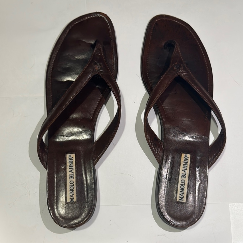 Manolo Blahnik Brown Sandals Leather Size 10